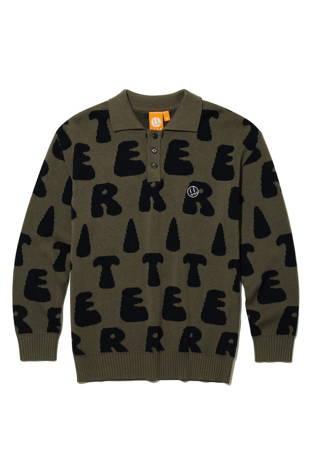 ITER_FACE  - 스웨터 - [ITER_FACE LINE] FACE WAPPEN LETTERING COLLAR KNIT