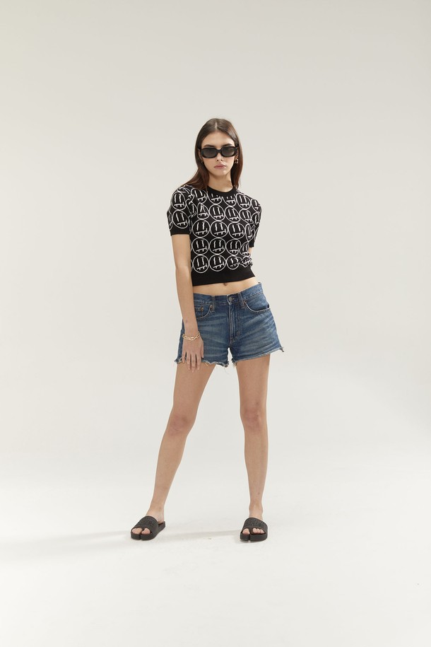 ITER_FACE  - 스웨터 - [ITER_FACE LINE] FACE FRIENDS CROP JACQUARD TOP