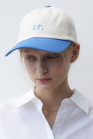 SIMPLE LOGO COTTON BALL CAP_WHITE BLUE