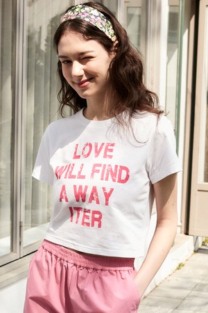 VINTAGE PRINTED LOVE CROP T-SHIRT