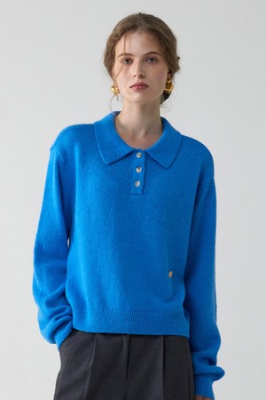 Alpaca Overfit Collar Knit_French Blue