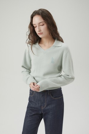 JACQUARD COLLAR V-NECK SWEATER_[4COLOR]