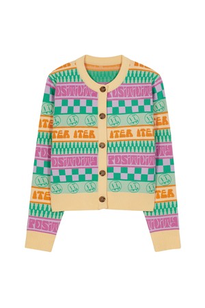 [ITER_FACE LINE] FAIRISLE MIXED COLOR FACE CROP CARDIGAN