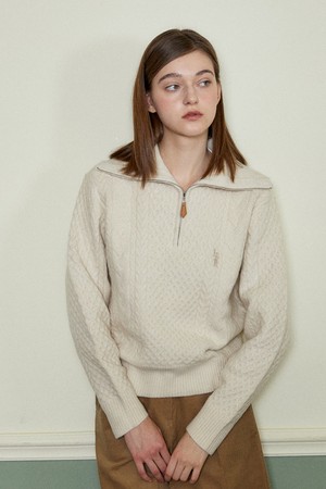 Half zip up cable knit_[2COLOR]