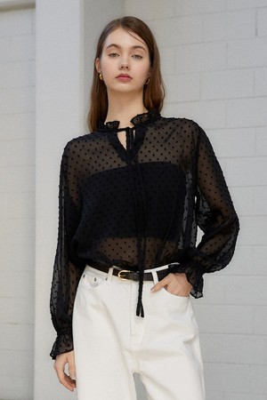 Chiffon dots blouse_Black