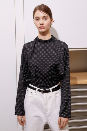 Dots scarf blouse_Black