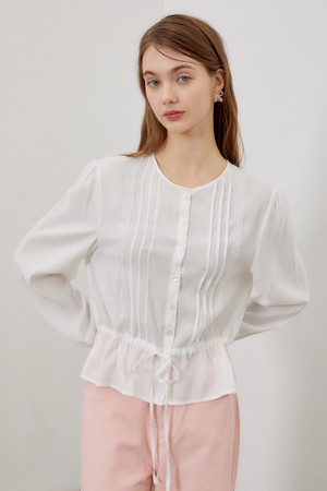 Pintuck lace blouse_Ivory