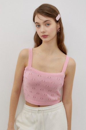 Punching knit top_Pink