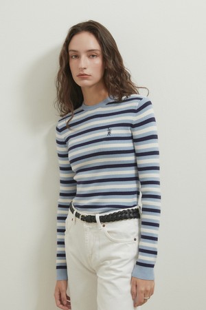 Logo stripe knit_multi blue