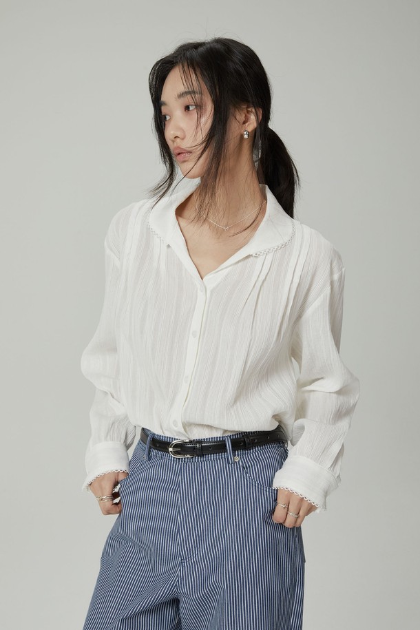 ITER - 셔츠 - Essential pintuck blouse_White