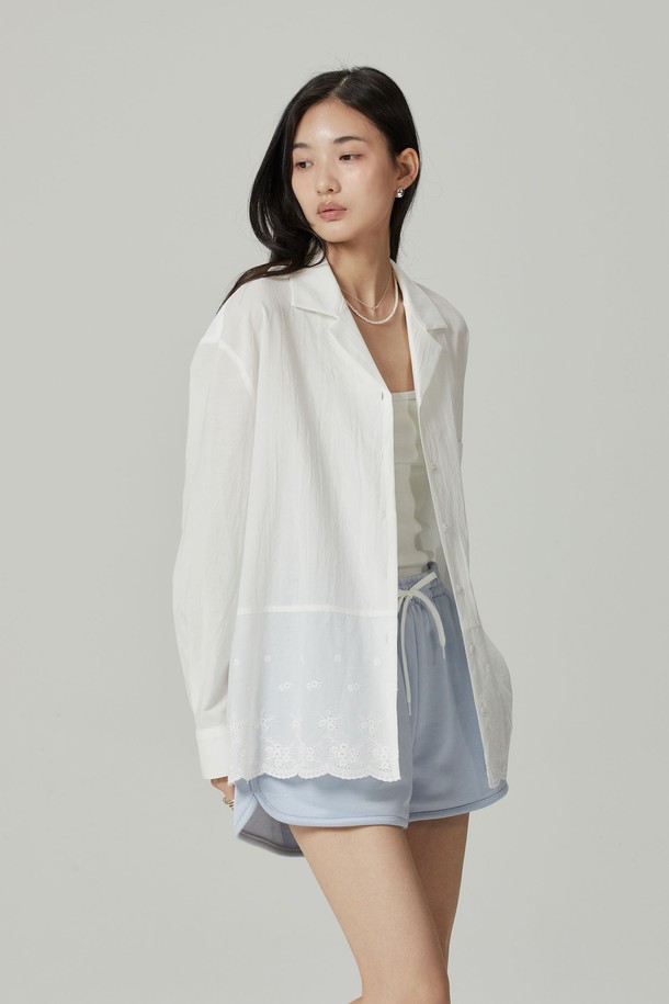 ITER - 셔츠 - Two way overfit lace shirt_White