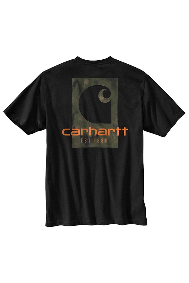 Carhartt - 반팔티셔츠 - 칼하트 카모 로고 그래픽 반팔티 블랙 /반팔/ 105755-BLK