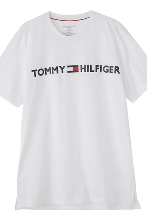 TOMMY HILFIGER - 반팔티셔츠 - 타미힐피거 모던 로고 크루넥 반팔티 화이트 / 09T3928-100