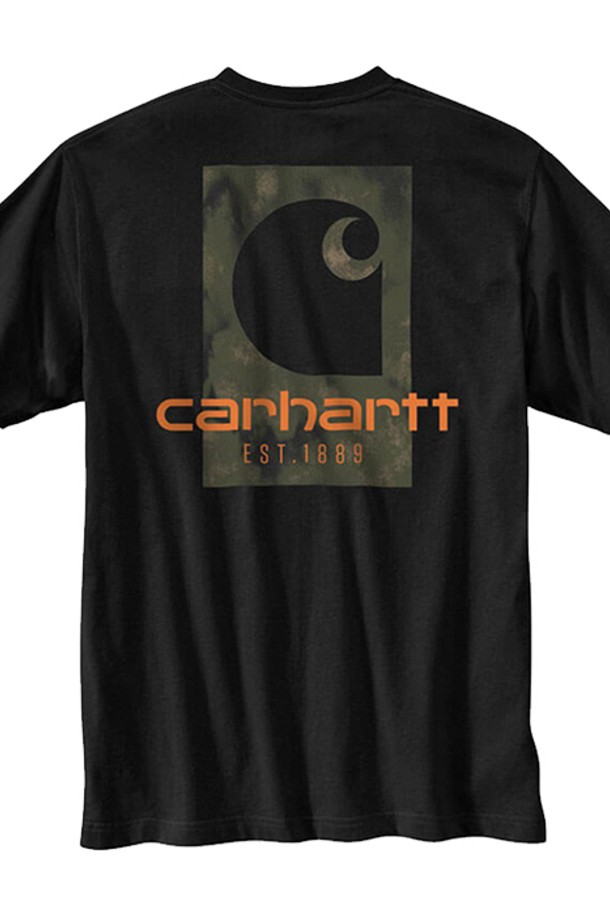 Carhartt - 반팔티셔츠 - 칼하트 카모 로고 그래픽 반팔티 블랙 /반팔/ 105755-BLK