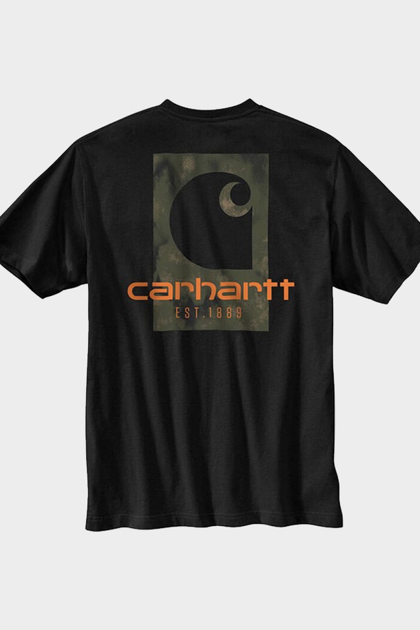 Carhartt - 반팔티셔츠 - 칼하트 카모 로고 그래픽 반팔티 블랙 /반팔/ 105755-BLK