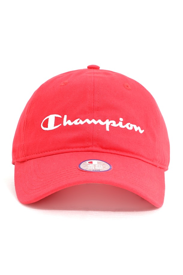 CHAMPION - 모자 - 챔피온 클래식 브러시드 코튼 트윌 남녀공용 로고 볼캡 스칼렛 H0672-040