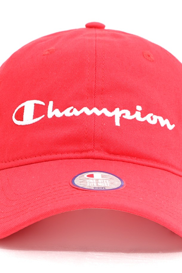 CHAMPION - 모자 - 챔피온 클래식 브러시드 코튼 트윌 남녀공용 로고 볼캡 스칼렛 H0672-040