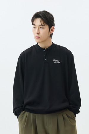 헨리넥 와플 맨투맨_BLACK-a