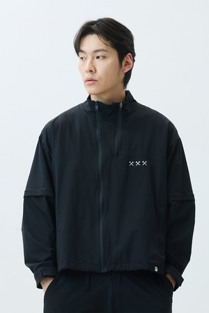 나일론 디테쳐블 더블집업 윈드브레이커_BLACK-a