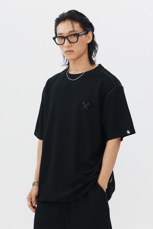 고든 와플 웨빙포인트 레귤러 티셔츠_BLACK-a