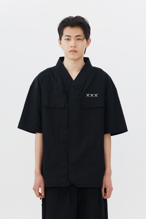 오리엔탈 카라 포켓 셔츠_BLACK-a