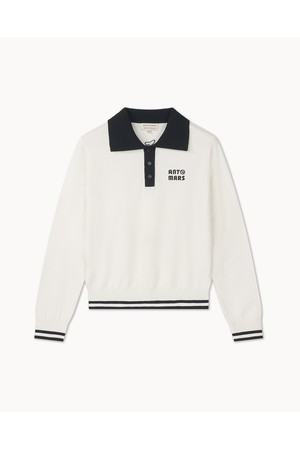 [앤투마스] 여성 S/S 배색 와이드 카라 니트 폴로 ABE1FSO452 화이트_NOCOLOR-a