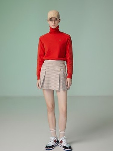 HOUNDTOOTH PLEATS SKIRT-a