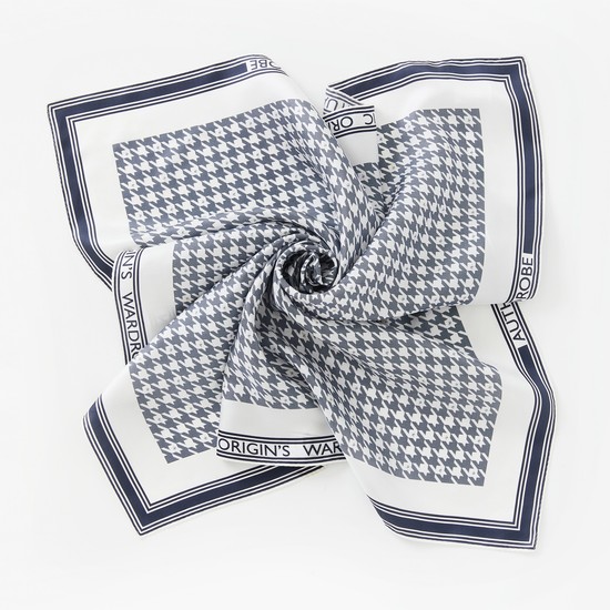HOUNDTOOTH PATTERN SILK SCARF