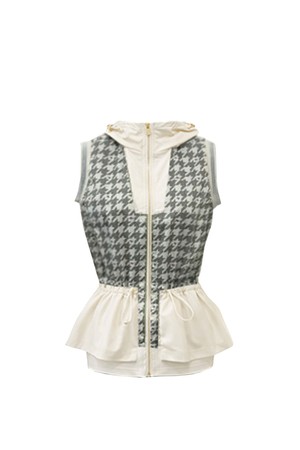 HOUNDTOOTH RIBSTOP SLEEVELES JUMPER_IVORY-a