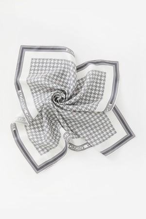 HOUNDTOOTH PATTERN SILK SCARF_IVORY-a