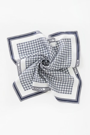 HOUNDTOOTH PATTERN SILK SCARF_NAVY-a