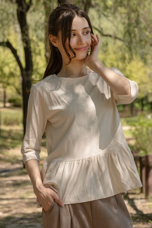 프릴 7부 소매 티셔츠 DTF5W-4177 3colors