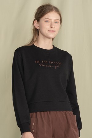 뒤란 담비 로고 자수 크롭 맨투맨 DTF5W-4174 3colors_BLACK-a