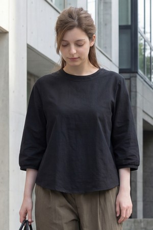 뒤란 소로나 라운드 7부 티셔츠 DTF6S-3095 4colors_BLACK-a