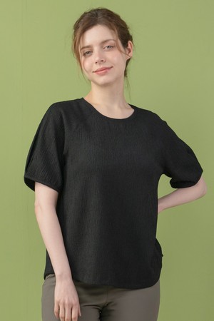 뒤란 링클 텍스처 반팔 티셔츠 블라우스 DTF6S-3100 3colors_BLACK-a