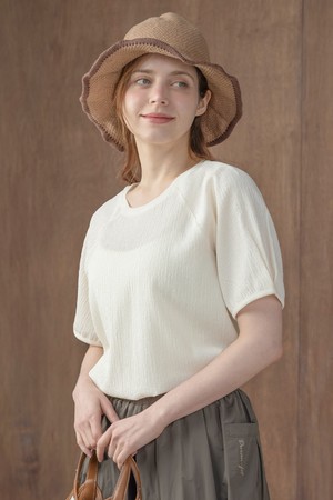 뒤란 링클 텍스처 반팔 티셔츠 블라우스 DTF6S-3100 3colors_IVORY-a