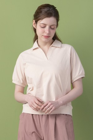 뒤란 소로나 나글란 오픈카라 티셔츠 DTF6S-3094 4colors_BEIGE-a