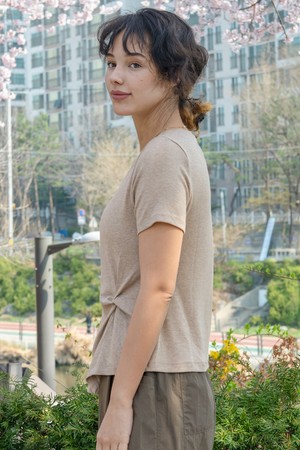 리브드 타이 디테일 반팔 티셔츠 DTF6S-3102 3colors