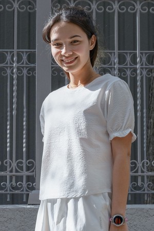 텍스처드 반팔 티셔츠 블라우스 DTF6S-3103 3colors