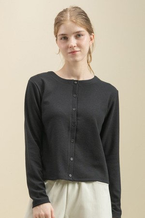 리브드 버튼 텍스처 가디건 DTF6W-5161 3colors