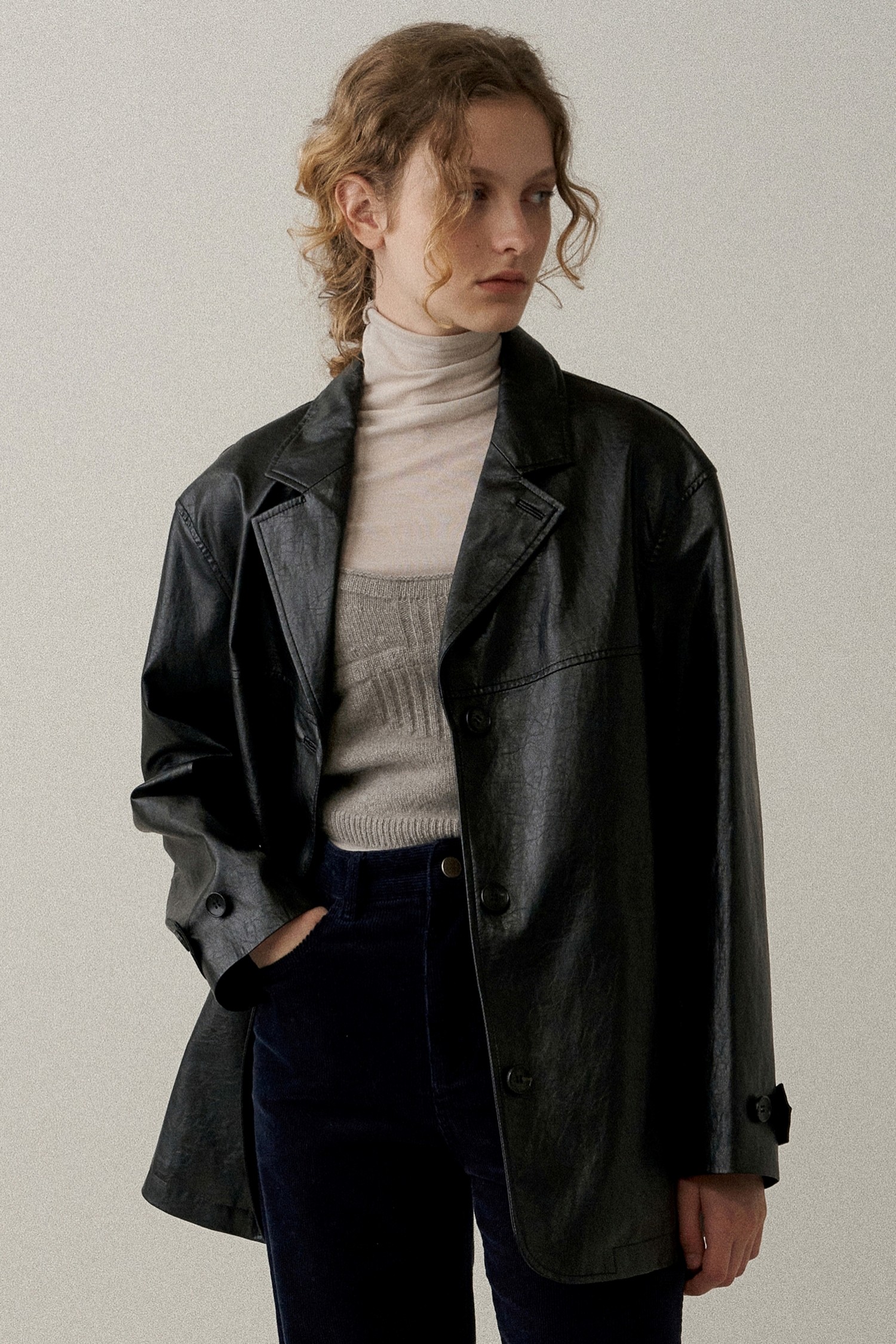 [23FW] faux leather overfit jacket (black)_BLANK03
