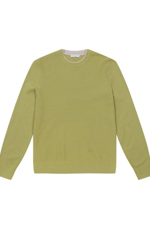 남성 이중 라운드넥 스웨터 라임 (ASC210162)