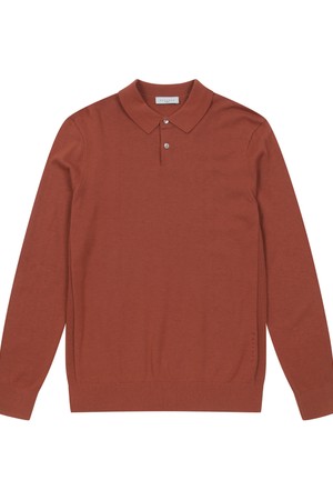 남성 솔리드 컬러 카라 스웨터 다크 오렌지 (A0CA10167)