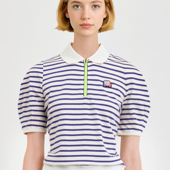 Stripe Zip-up Shirts_Navy