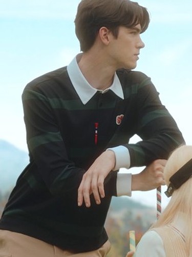 Block Stripe Polo Shirts_Navy (Men)-a