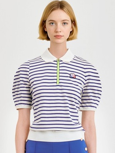 Stripe Zip-up Shirts_Navy-a