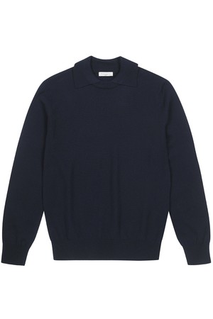 남성 변형카라 라운드 스웨터 네이비 (A0C240349)