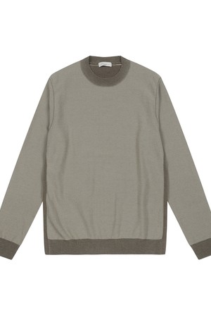 남성 라운드 배색 스웨터 아이보리 (A0C230361)