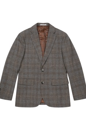 남성 울 패딩 체크 자켓 브라운 (A0C940357)