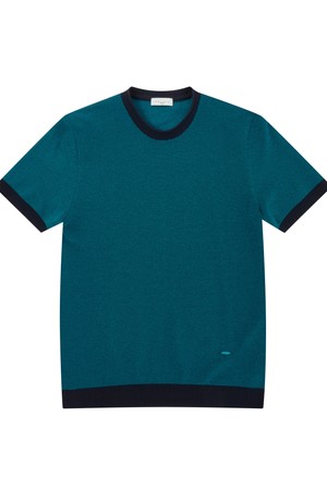 남성 투톤조직 라운드 반팔 스웨터 딥블루 (AM0DRD20147)